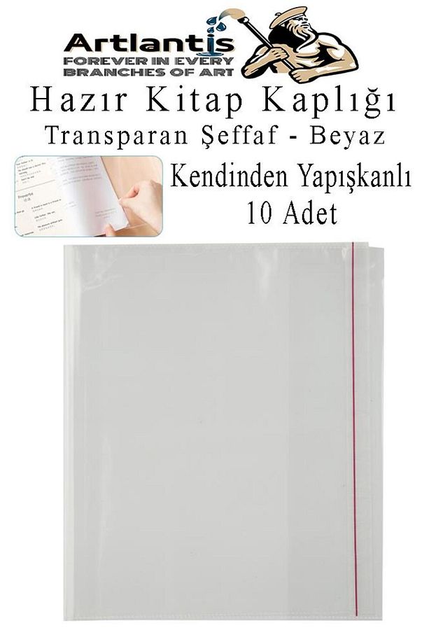 Hazır Kitap Kaplığı Şeffaf Buzlu Beyaz 10 Adet 1 Paket Cırtlı Ayarlanabilir Kendinde Yapışkanlı Kapl - 1