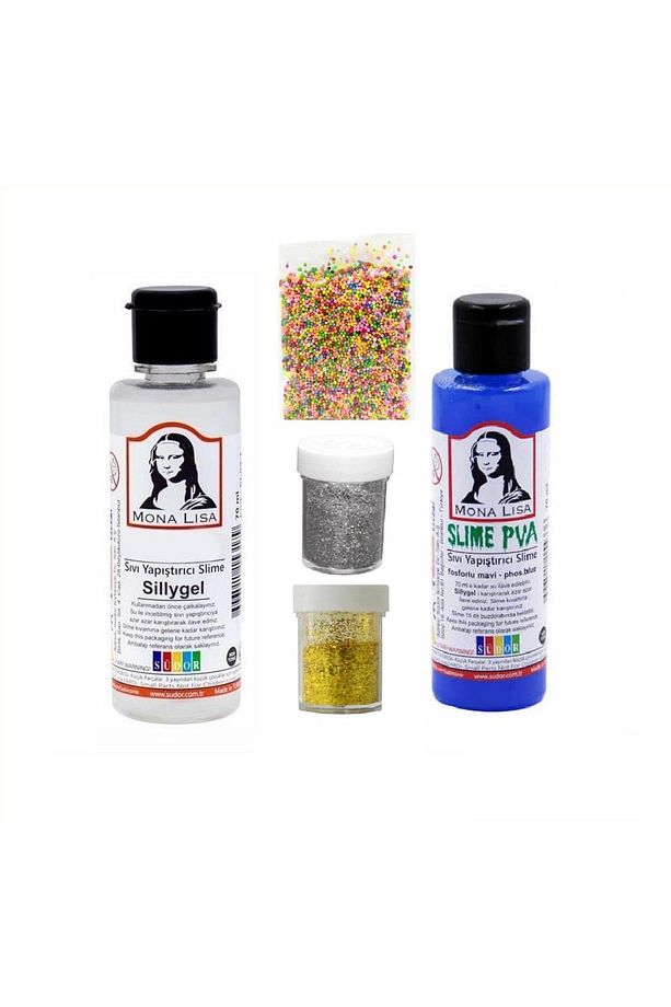Slime Seti Fosforlu Mavi Renk 70 ml Renkli Slaym Sılaym Seti 70 ml Slime Borax - 1