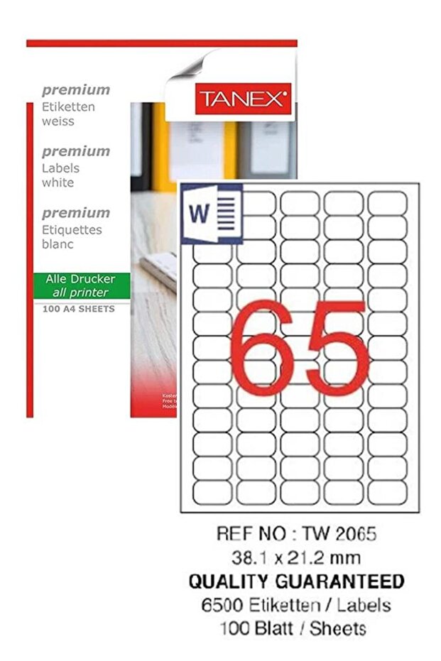 ملصق الكمبيوتر Tw-2065 38.1x21.2 مم 100 ملصق ليزر 1 حزمة دعوة شحن صندوق E