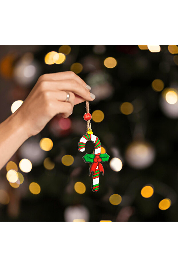 Christmas Wooden Pine Tree Ornament Walking Stick Model 3 Pieces