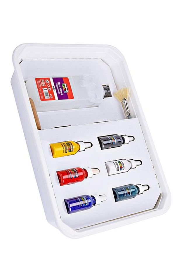 Ebru Boya Seti A-4 30 Parça 1 Paket Ebru Sanatı Seti Kitre Kağıt 6 Renkli Boya Fırça Tekne Ve Biz - 2