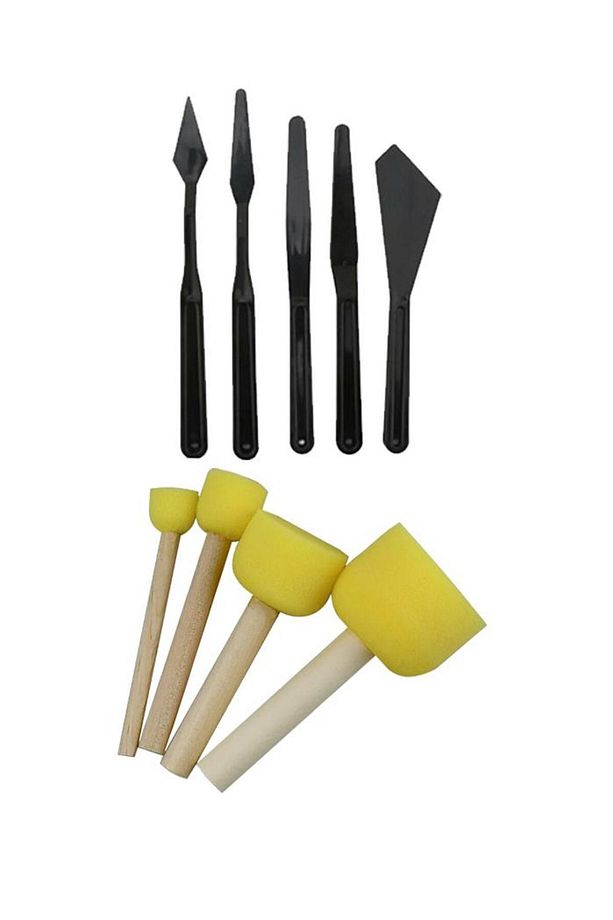 30x30 Tuval Seti 1 Paket Masa Üstü Şövale Monalisa Akrilik Boya Plastik Spatula Resim Fırçası Palet - 3