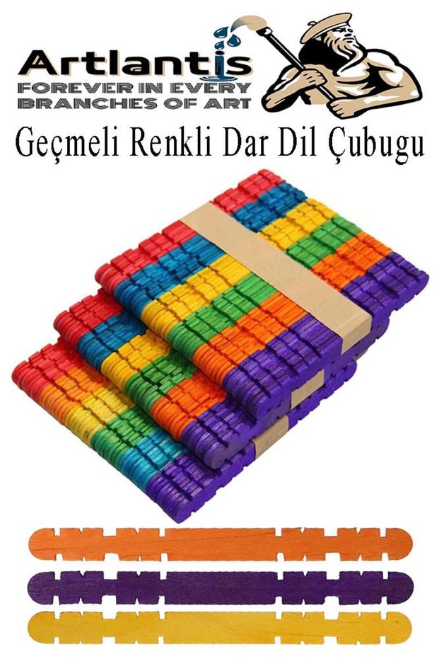 Colorful Snap Tongue Stick Narrow 1 Pack of 150 Notched Serrated Snap Joint Colorful Ice Cream Stick