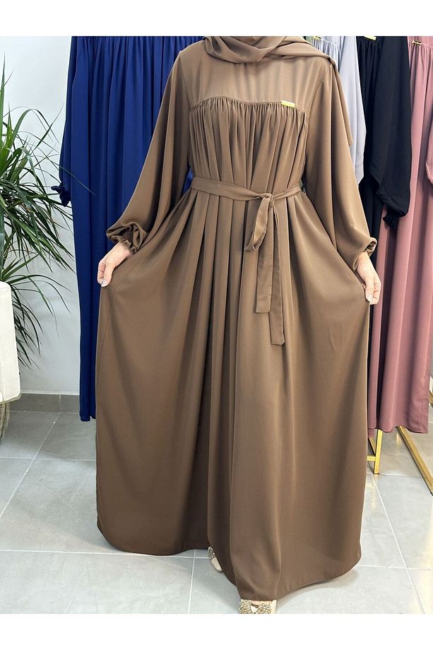 Şallı Ve Üsten Robalı,Kemerli Elbise Takım .Hijap ,Abaya (Hac Ve Umre Için Uygundur) kahve - 6