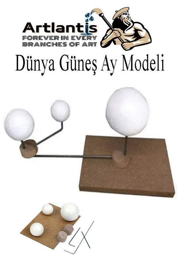 Güneş Dünya Ay Modeli 1 Paket Gezegen Maketi Deney Seti Güneş Sistemi Modeli Okul Ders Deney Seti Ke - 1