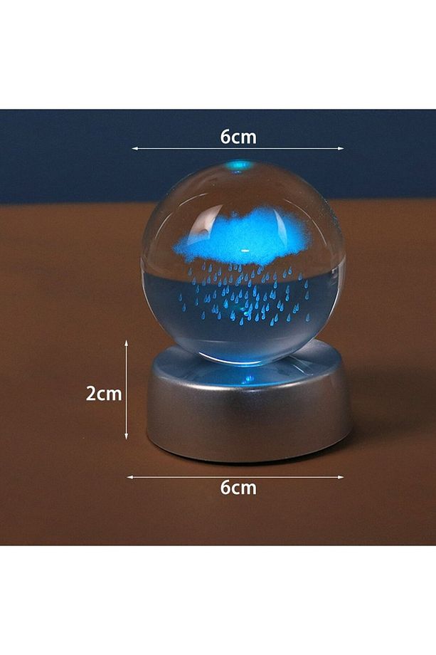 Mobgift Yağmur Bulutu Tasarımlı Işıklı Kristal Cam Küre - 1