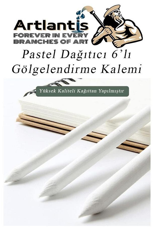 Pastel Dağıtıcı Gölgelendirme Kalemi 6 Lı 1 Paket Ve 1 Adet Hamur Silgi Kaynaştırma Kalemi Kara Kale - 4