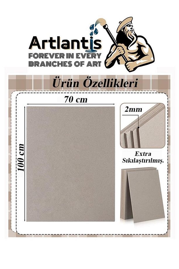 Mukavva Gri 2 mm 70x100 cm 5 Adet Sert Karton Ekstra Sıkıştırılmış 70*100 Mukavva Gri Renkli 5 Adet - 3