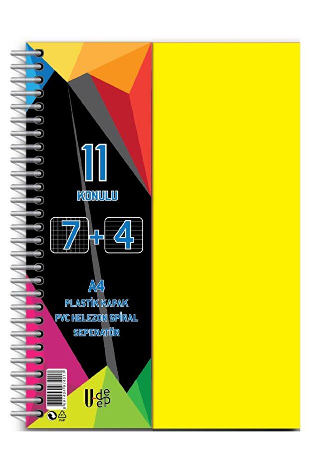 225 Sheets 11 Thread Notebook - 7+4 Bookmarks, 7 Plaids, 4 Lines, Spral Plastic Cover