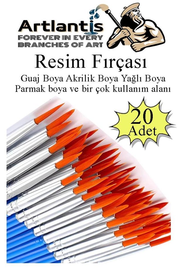 Art Brush 20Pcs Economic Synthetic Brush for Watercolor Acrylic Paint Gouache Paint Oil Paint Art Painting