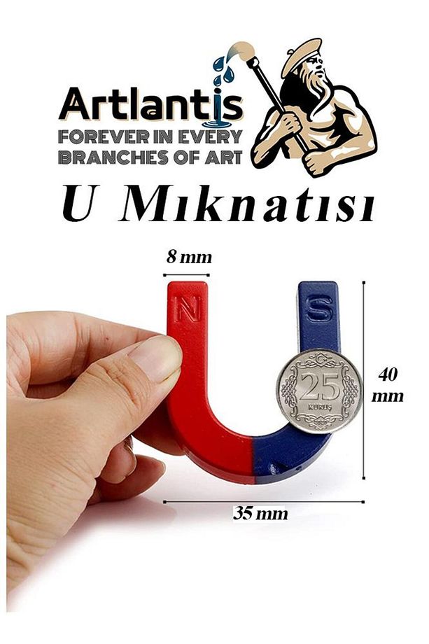 U Mıknatısı Deney Malzemesi 4 Adet Okul Projeleri İçin U Şekilli At Nalı Mıknatıs Kırmızı Mavi Boyal - 5