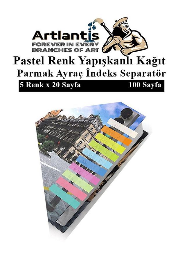 Kendinden Yapışkanlı Ayraç Postit 5 Renkli 1 Adet Yapışkanlı Not Kağıdı Transparan Parmak Ayraç Inde - 3