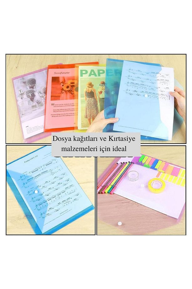 A4 Çıtçıtlı Sarı Şeffaf Renkli Zarf Dosya 1 Adet Çıt Çıtlı Dosya 1 Adet - 4