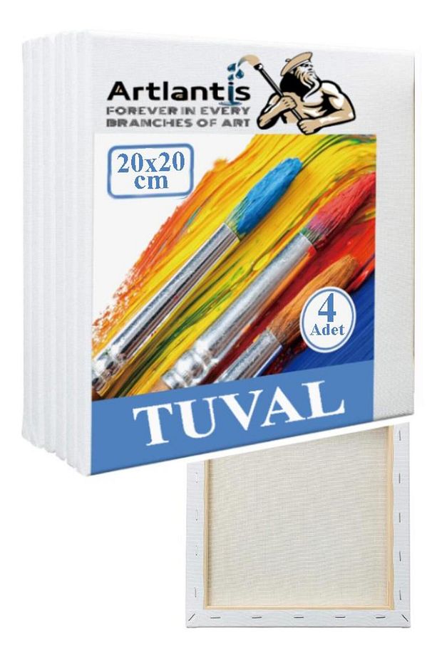 Tuval 15x15 Astarlı Kare Mini Tuval 4 Adet Resim Küçük Tuvali 15x15 Tual Akrilik Boya Yağlı Boya İçi - 1