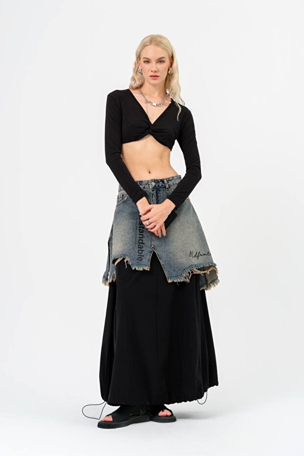 Bluză cu mânecă lungă cu design special - 4