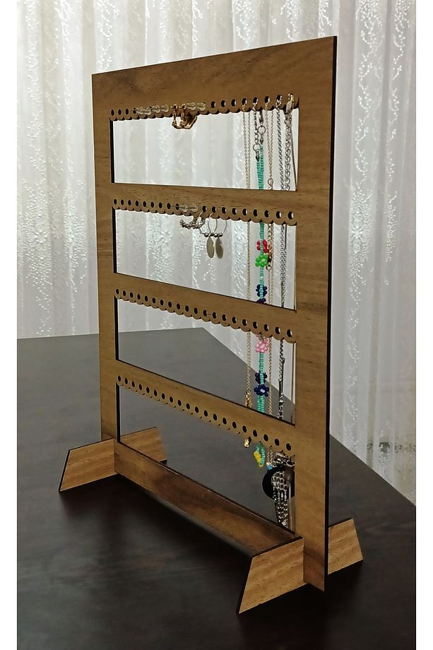 Küpe Standı Takı Küpe Askısı Ahşap Takı Kutusu Takı Standı Takı Askılığı Çift Yüz - 4