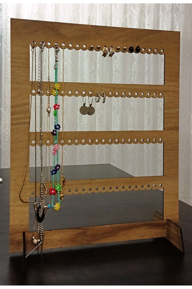 Küpe Standı Takı Küpe Askısı Ahşap Takı Kutusu Takı Standı Takı Askılığı Çift Yüz - 3