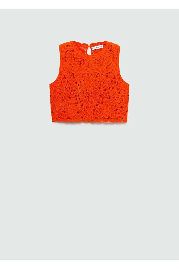 Kroşe çiçekli bluz - 3