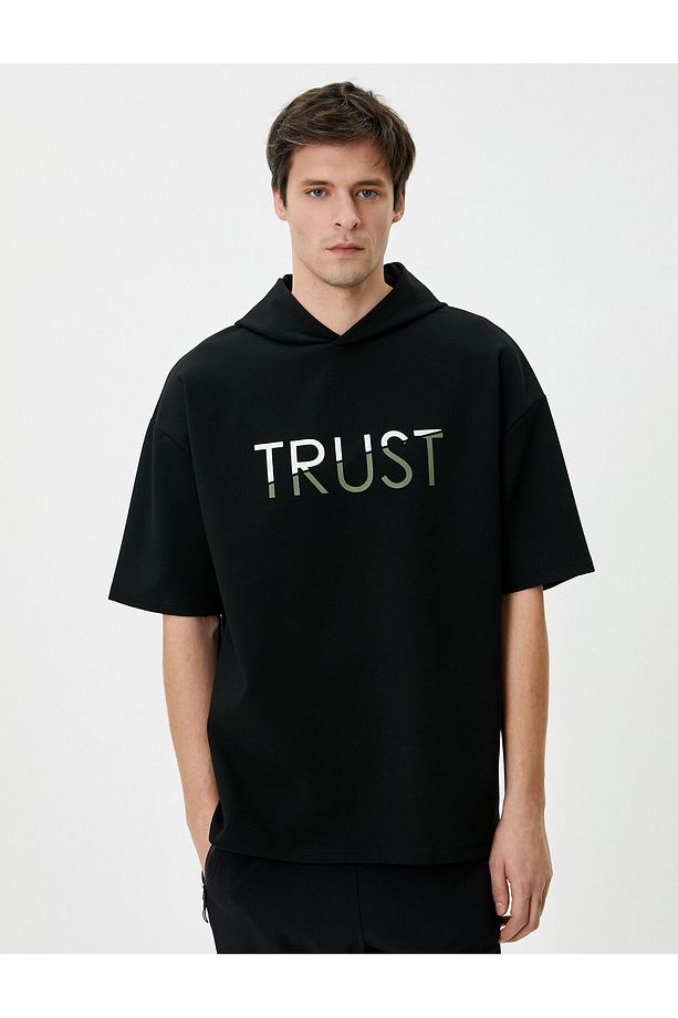 Sweatshirt Eşofman Üstü Baskılı Kapüşonlu Kısa Kollu - 3