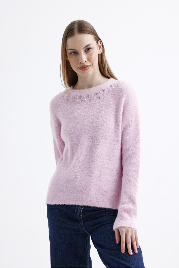 Knitwear Sweater - Stoned Pearl Collar