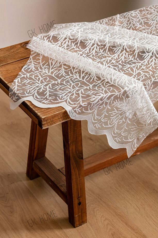 Örme Dal Desenli Tül Perde Çoçuk Odası ve Mutfak Perdesi Sık Pile (En x Boy) - 6