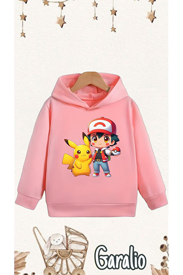 Pikachu Printed Hooded Children's Sweatshirt