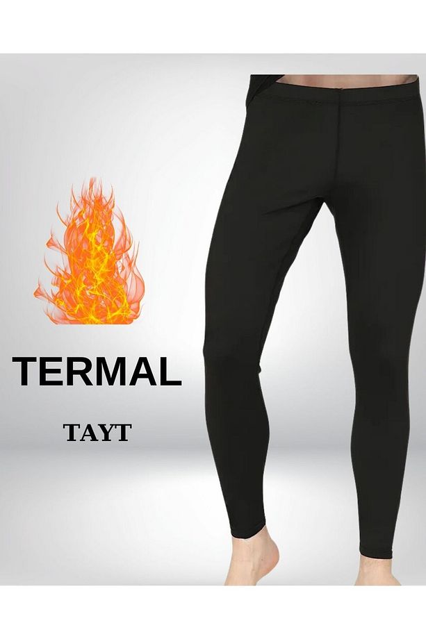 Erkek Kışlık Tayt Ince Ve Sıcak Alt Soft Içlik Termal Esnek Tayt İçlik Tayt Siyah - 4