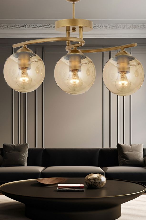 Elite 3Lü Eskitme Bal Camlı Modern Mutfak Yatak odası Salon Avize - 1