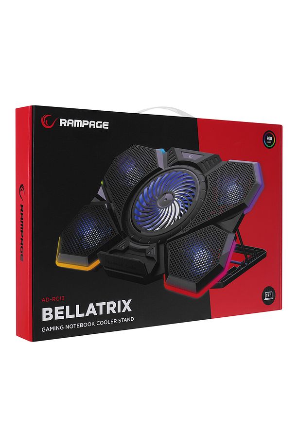 Addison Rampage AD-RC13 BELLATRIX Siyah 5 Fan 2 USB RGB Işıklı 15"-17" Notebook Soğutucu Stand - 5