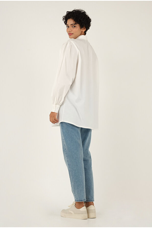 Balon Kol Gömlek Beyaz - 3