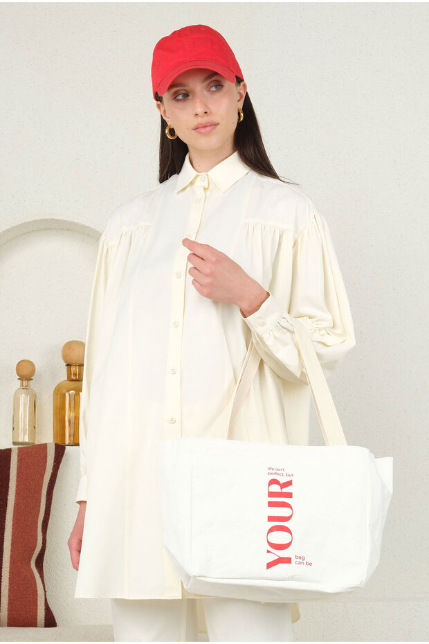 Baskılı Çanta Your Beyaz - 1