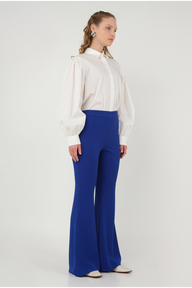 İspanyol Paça Pantolon Saks - 2