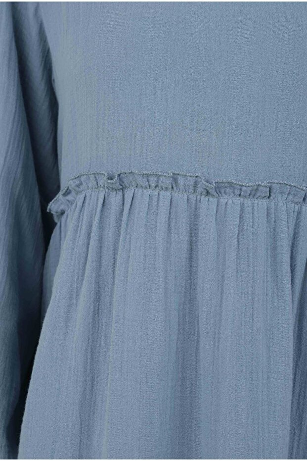 Müslin Elbise Pastel Mavi - 5