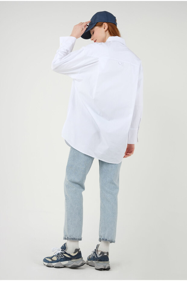 Poplin Gömlek Kısa Beyaz - 5