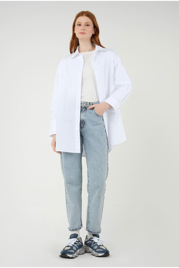 Poplin Gömlek Kısa Beyaz - 1