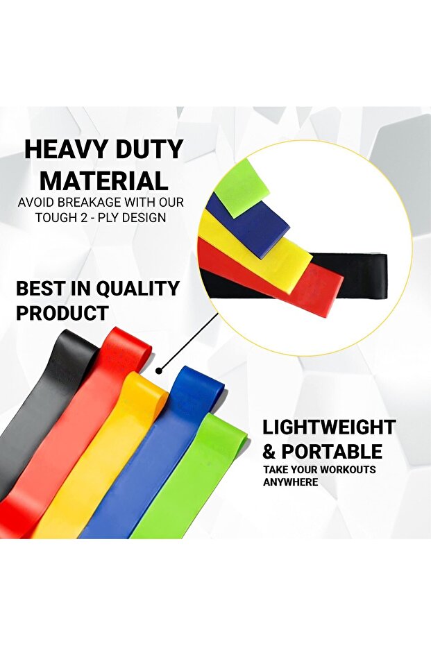Resistance Loop Bands (SET OF 5) | Latex Rubber, 5 Resistance Levels - 5