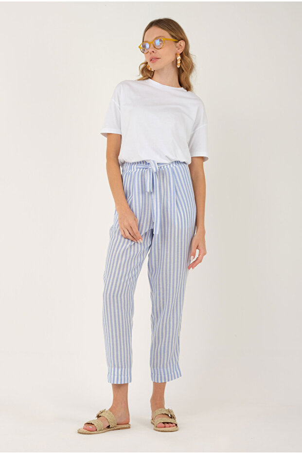 Ριγέ Παντελόνι Μπλε - 2