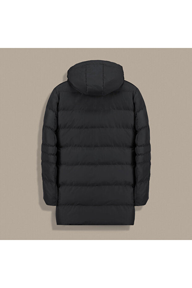 İNTERVİEW DOLUM KAPÜŞONLU SİYAH KABAN - 2