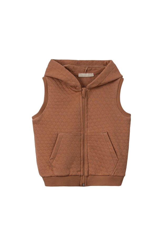 Quilted Hooded Boy's Vest Light Brown