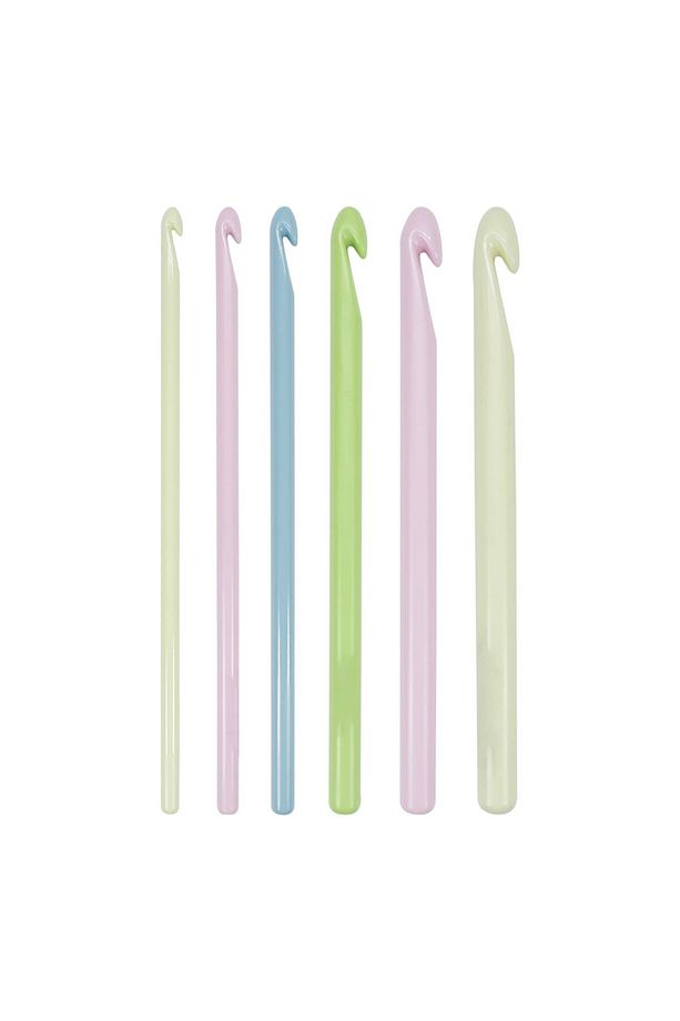 Plastik Örgü Tığ Seti 6 Adet Farklı Numara 4.0, 5.0, 6.0, 8.0, 9.0, 10mm Boy 15cm - 1