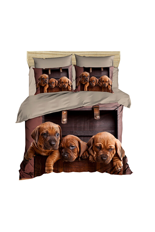 Cute Puppy 3D Digital Double Duvet Cover Pillow Set