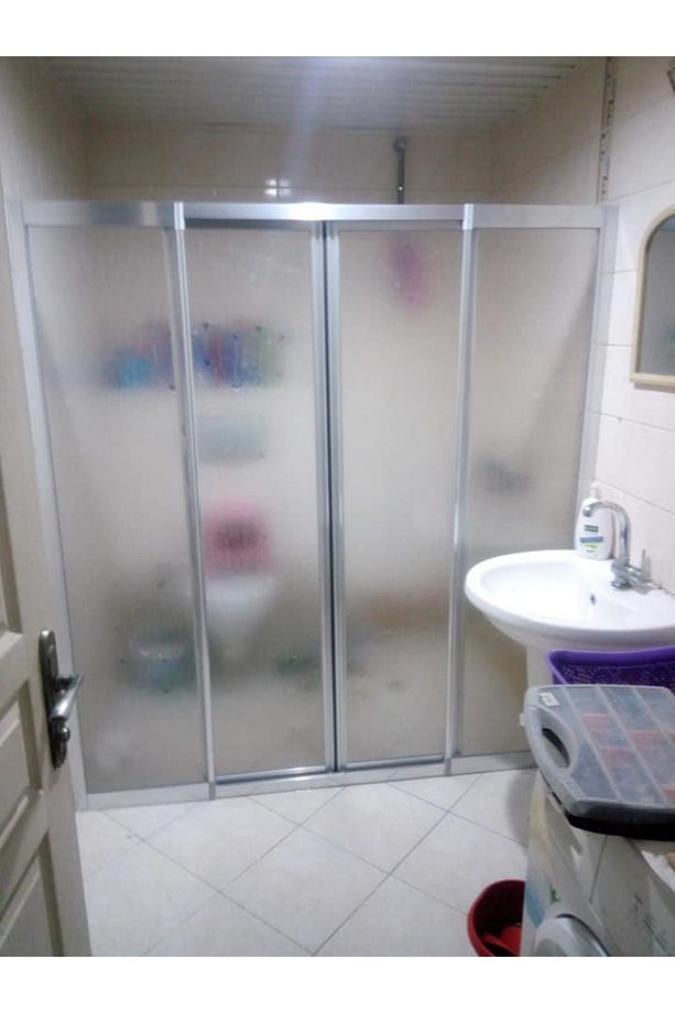 170 Cm Parlak Krom Renkli Mika Camlı Duşakabin - 2 Sabit 2 Kayar Kapılı - 3