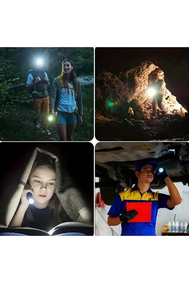 1200mAh USB Şarjlı LED El Feneri ve COB Yan Işık - 1200mAh Batarya, Güçlü ve Taşınabilir - 6