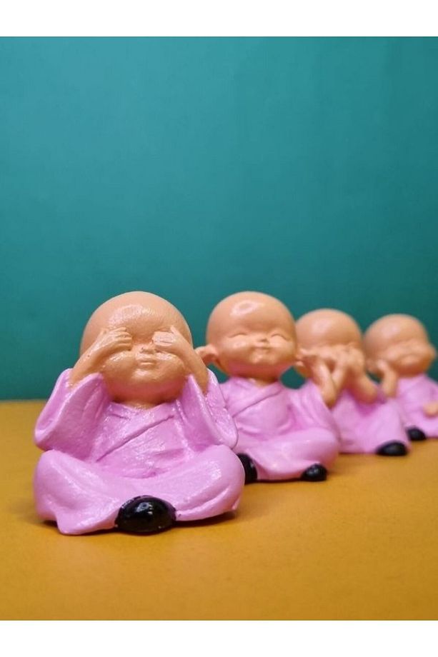 Mini Buda Bebekler 4'lü Set Görmedim Duymadım Bilmiyorum Umursamıyorum Biblo Kokulu Taş - 4