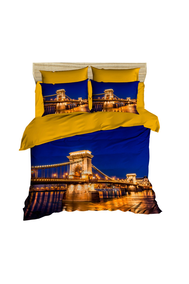 Budapest Chain Bridge Scenery 3D Digital Double Duvet Cover Pillow Set