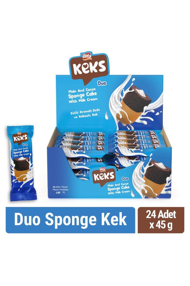 Sponge Kek Duo Sade Ve Kakaolu 45 gr X 24 Adet - 1