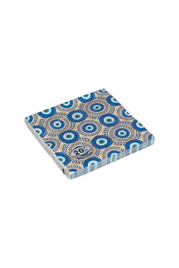 Napkin 2 Sheets Ecru Blue Evil Eye Bead 33X33Cm - 20 Pieces