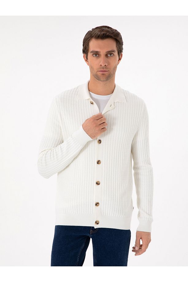 Ekru Regular Fit Triko Hırka 50293181-VR019 - 1
