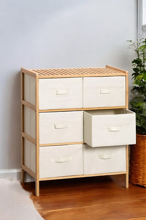 Bambu 6 Çekmeceli Dolap Çok Amaçlı Düzenleyici Organizer Şifonyer Db-0016 - 3