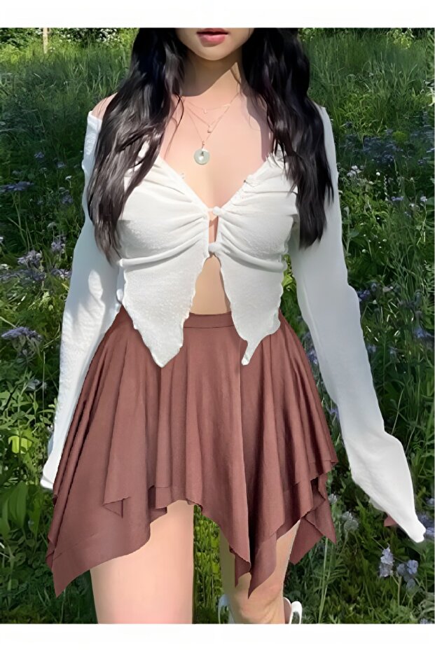 Asimetrik katlı micro etek - 1